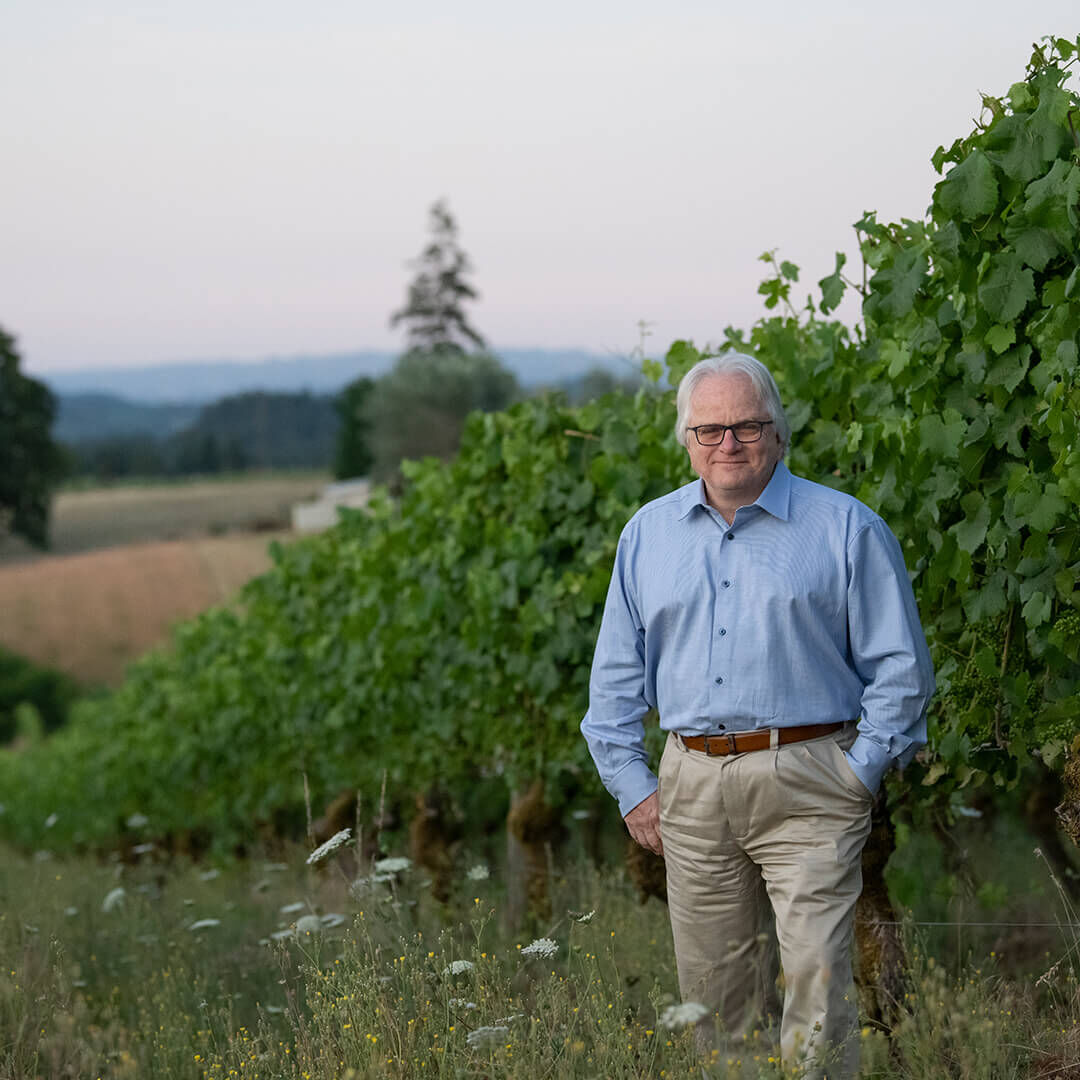 Person standing in Ridgecrest Vineyard